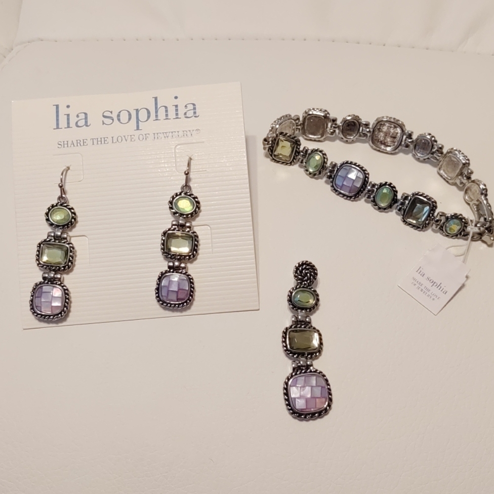 Lia Sophia pendant, earrings, and bracelet